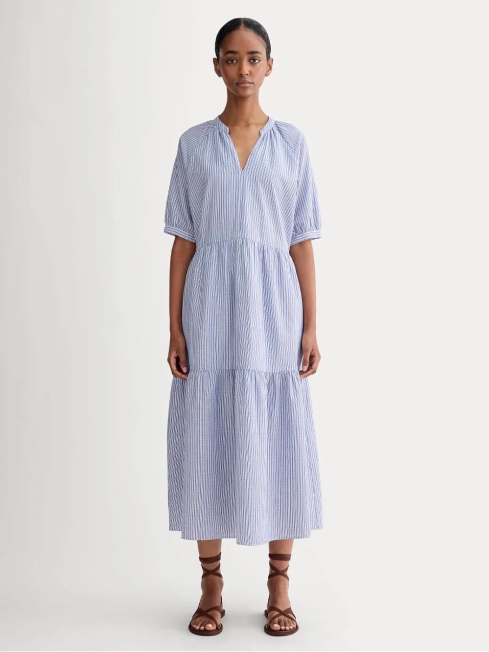 Everlane The Farmers Market Dress Blue White Stripe Size S NWOT Organic Cotton